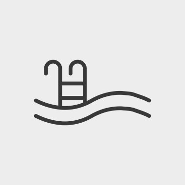 Havuz simgesi arka planda izole edildi. Rahatlama sembolü modern, basit, vektör, web sitesi tasarımı için simge, mobil uygulama, ui. Vektör İllüstrasyonu