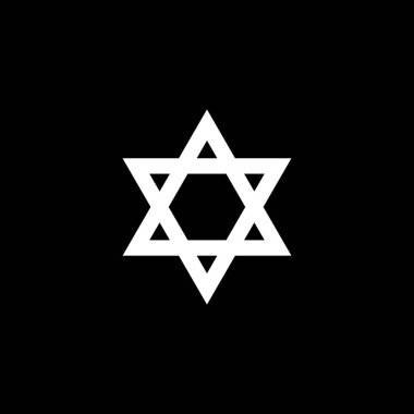 David 'in Yıldızı simgesi siyah arkaplanda izole edildi. Yahudi sembolü, modern, basit, vektör, web sitesi tasarımı için simge, mobil uygulama, ui. Vektör İllüstrasyonu