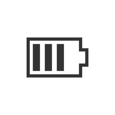 Batarya simgesi beyaz arkaplanda izole edildi. Güç sembolü modern, basit, vektör, web sitesi tasarımı için simge, mobil uygulama, ui. Vektör İllüstrasyonu