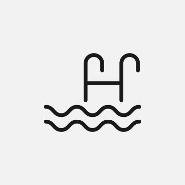 Havuz simgesi arka planda izole edildi. Etkinlik sembolü modern, basit, vektör, web sitesi tasarımı için simge, mobil uygulama, ui. Vektör İllüstrasyonu