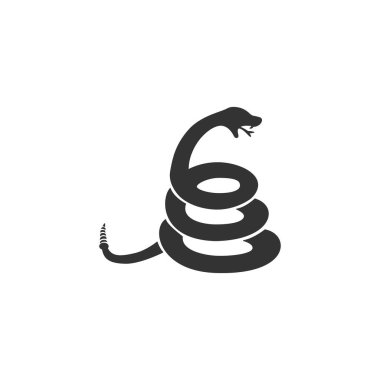 Çıngıraklı yılan simgesi beyaz arkaplanda izole edildi. Yılan sembolü modern, basit, vektör, web sitesi tasarımı için simge, mobil uygulama, ui. Vektör İllüstrasyonu