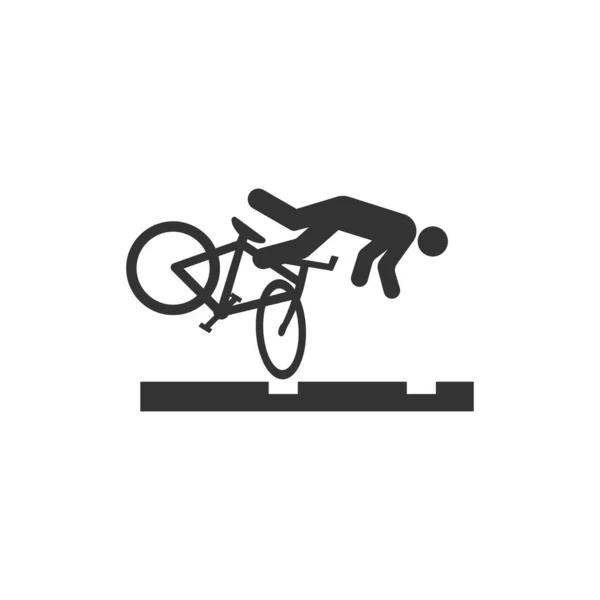 Cyclist Accident Icon Isolated White Background Caution Symbol Modern Simple — Stockvector