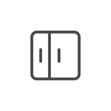 Buzdolabı simgesi beyaz arkaplanda izole edildi. Buzdolabı sembolü modern, basit, vektör, web sitesi tasarımı için simge, mobil uygulama, ui. Vektör İllüstrasyonu