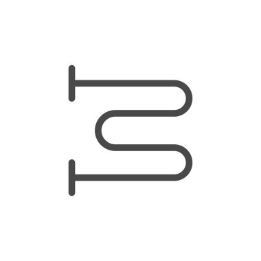 Isıtılmış havlu kurutma ikonu beyaz arkaplanda izole edildi. Isıtıcı sembolü modern, basit, vektör, web sitesi tasarımı için simge, mobil uygulama, ui. Vektör İllüstrasyonu