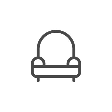 Koltuk simgesi beyaz arkaplanda izole edildi. Mobilya sembolü modern, basit, vektör, web sitesi tasarımı için simge, mobil uygulama, ui. Vektör İllüstrasyonu