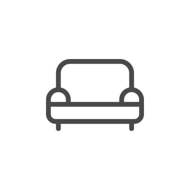 Koltuk simgesi beyaz arkaplanda izole edildi. Kanepe sembolü modern, basit, vektör, web sitesi tasarımı için simge, mobil uygulama, ui. Vektör İllüstrasyonu