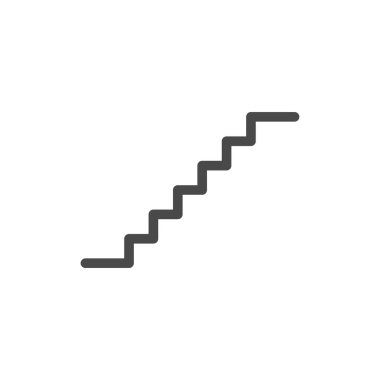 Beyaz arka planda izole edilmiş merdiven simgesi. Merdiven sembolü modern, basit, vektör, web sitesi tasarımı için simge, mobil uygulama, ui. Vektör İllüstrasyonu