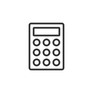 Hesap makinesi simgesi beyaz arkaplanda izole edildi. Muhasebe sembolü modern, basit, vektör, web sitesi tasarımı simgesi, mobil uygulama, ui. Vektör İllüstrasyonu