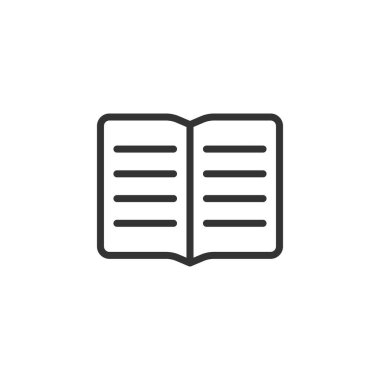 Kitap simgesi beyaz arkaplanda izole edildi. Eğitim sembolü modern, basit, vektör, web sitesi tasarımı için simge, mobil uygulama, ui. Vektör İllüstrasyonu