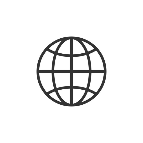 Значок "Глобус" выделен на белом фоне. Сетевой символ современный, простой, векторный, значок для дизайна сайта, мобильного приложения, ui. Векторная миграция
