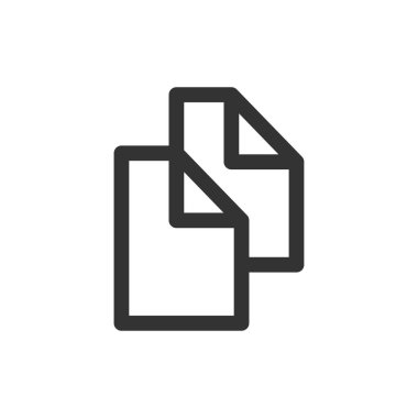 Kopyalama simgesi beyaz arkaplanda izole edildi. Web sitesi tasarımı için modern, basit, vektör, simge, mobil uygulama, ui. Vektör İllüstrasyonu