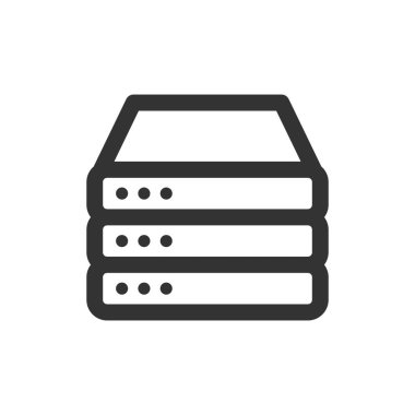 Bilgisayar sunucusu simgesi beyaz arkaplanda izole edildi. Veritabanı sembolü modern, basit, vektör, web sitesi tasarımı için simge, mobil uygulama, ui. Vektör İllüstrasyonu