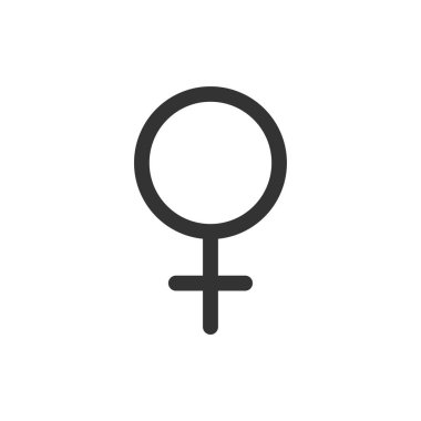 Beyaz arkaplanda kadın işaret simgesi izole edildi. Cinsiyet sembolü modern, basit, vektör, web sitesi tasarımı için simge, mobil uygulama, ui. Vektör İllüstrasyonu