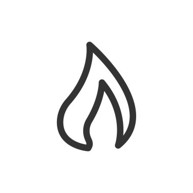 Beyaz arkaplanda izole edilmiş ateş simgesi. Edebiyat sembolü modern, basit, vektör, web sitesi tasarımı için simge, mobil uygulama, ui. Vektör İllüstrasyonu