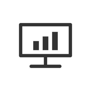 Beyaz arkaplanda bar grafik arabası simgesi izole edildi. Web sitesi tasarımı için modern, basit, vektör simgesi, mobil uygulama, ui. Vektör İllüstrasyonu