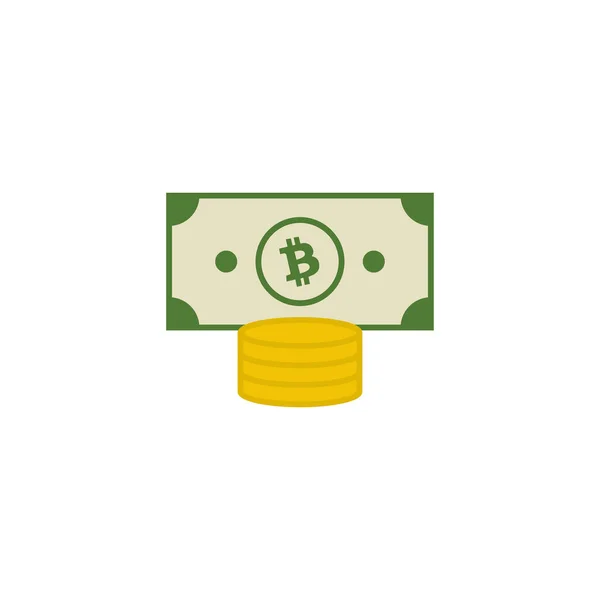 Ícone Dinheiro Bitcoin Isolado Fundo Branco Criptomoeda Símbolo Moderno Simples — Vetor de Stock
