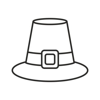 Pilgrim şapka simgesi beyaz arkaplanda izole edildi. Kemerli şapka sembolü modern, basit, vektör, web sitesi tasarımı için simge, mobil uygulama, ui. Vektör İllüstrasyonu