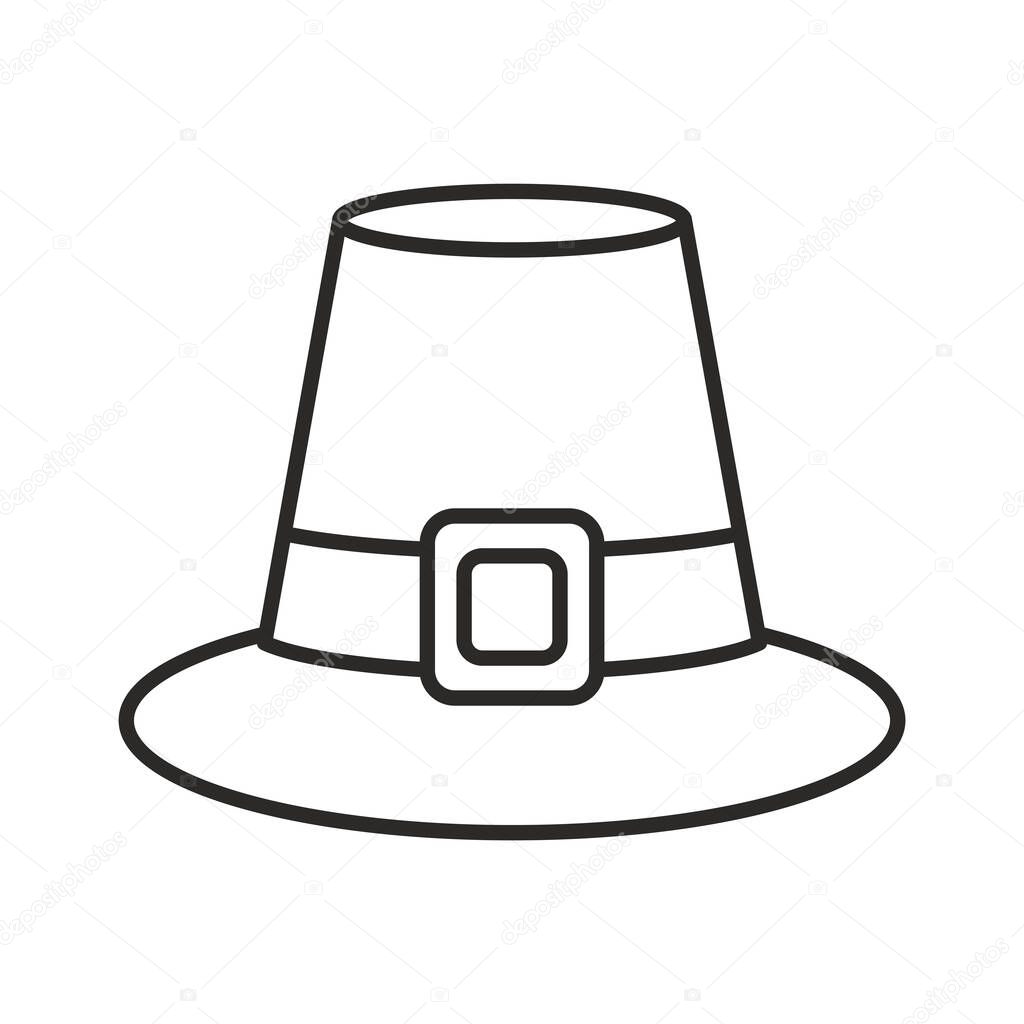 Pilgrim hat icon isolated on white background. Buckle hat symbol modern, simple, vector, icon for website design, mobile app, ui. Vector Illustration