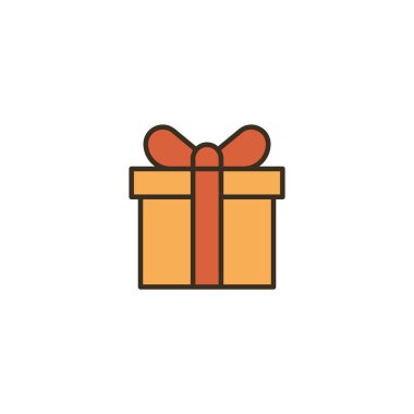 Beyaz arkaplanda hediye simgesi izole edildi. Web sitesi tasarımı için modern, basit, vektör, simge, mobil uygulama, ui. Vektör İllüstrasyonu