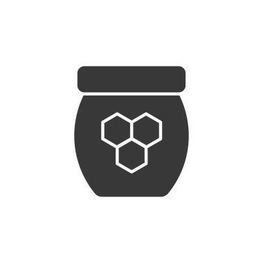 Beyaz arkaplanda bal kavanozu simgesi izole edildi. Vektör İllüstrasyonu