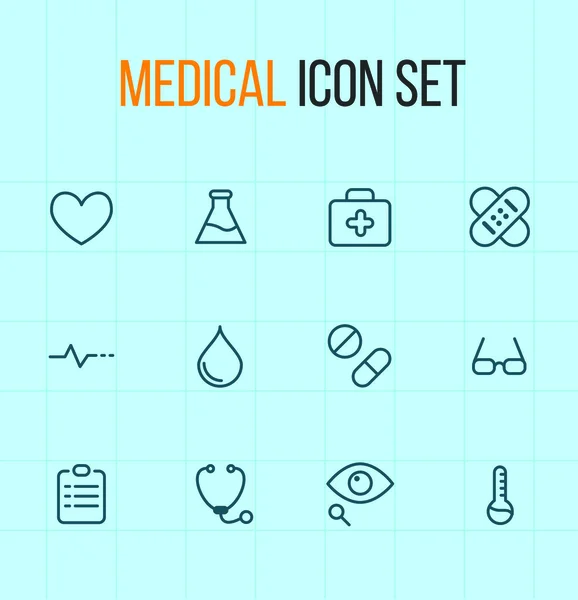 Set di icone con contorno medico — Vettoriale Stock