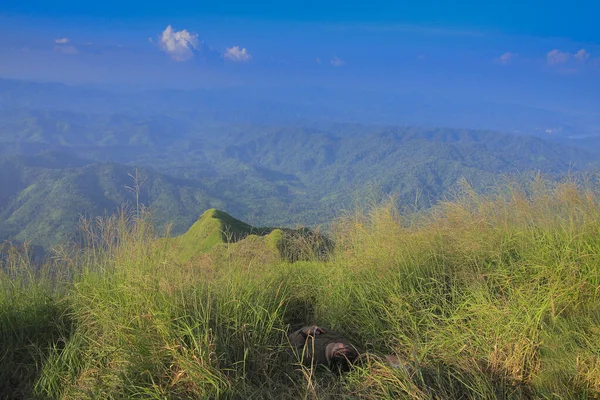 Maio 2015 Chiang Mai Tailândia Prado Dourado Montanhas Durante Pôr — Fotografia de Stock