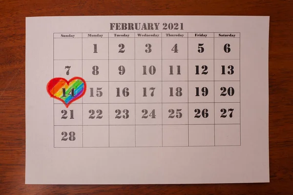 Calendario Que Fecha Febrero Día San Valentín Minoría Sex Lgtb —  Fotos de Stock