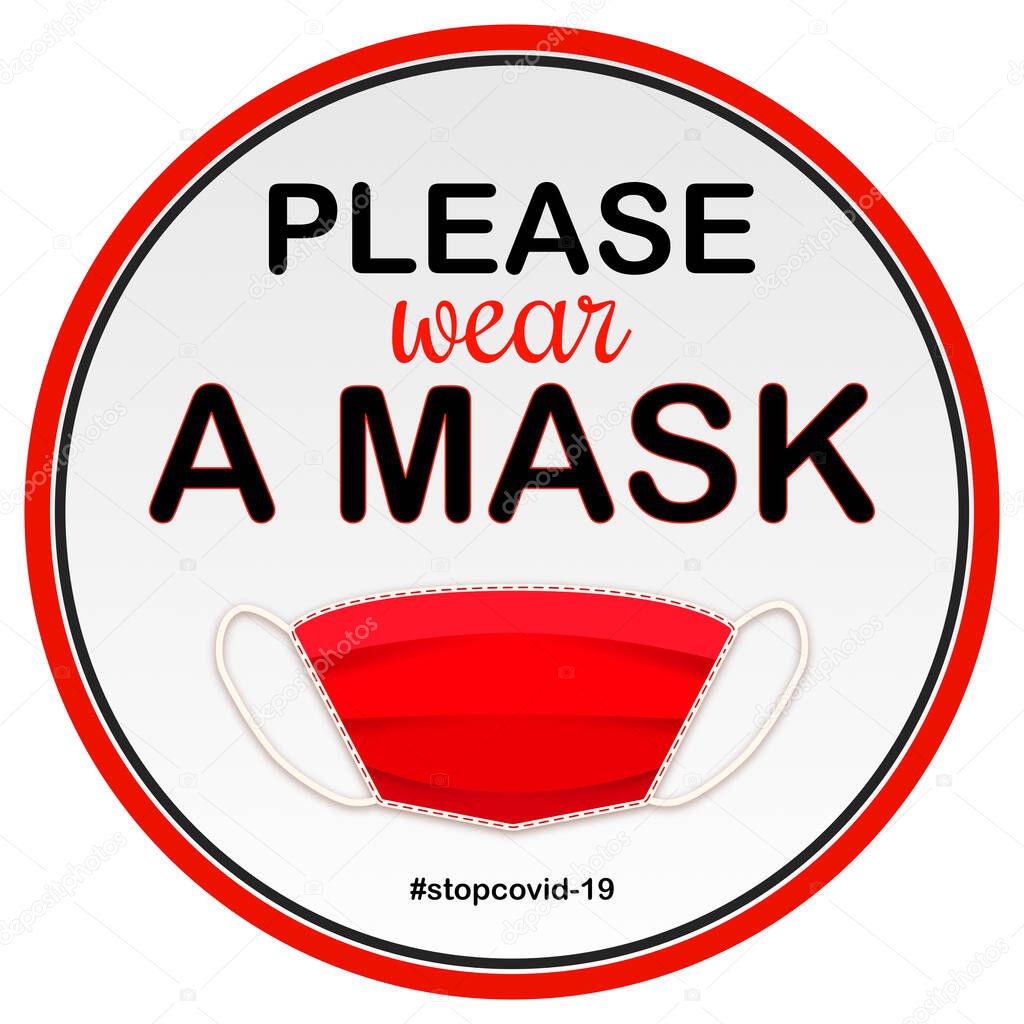 Stop coronavirus poster for business. Please wear a mask sticker on door
