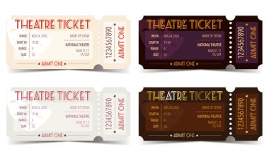 Bir dizi tiyatro klasik vektör biletleri.