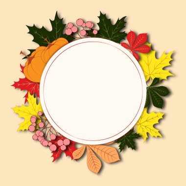 Yapraklar ve balkabaklarıyla sonbahar davet şablonu