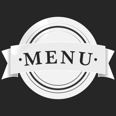 Beyaz etiket modern simge menüsü siyah üzerine izole edildi