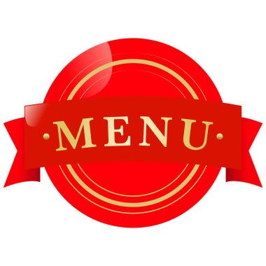 Kırmızı etiket modern simge menüsü beyaza izole edildi