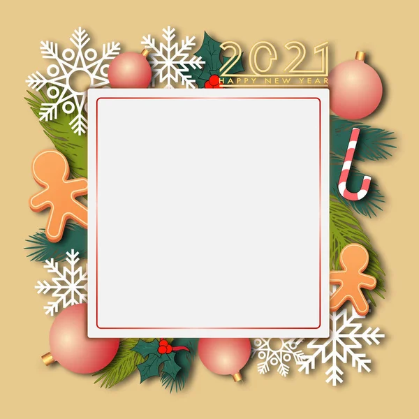 Noel ve 2021 Yeni Yıl Kart Kartı çerçevesi dekorasyonlu