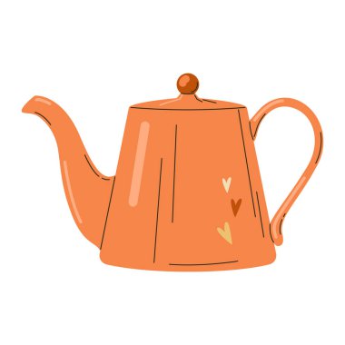 Uzun ağızlı turuncu çaydanlık.