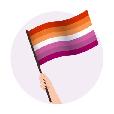 Lezbiyen gururu el kaldırıyor. Vektör resimlemesini destekle