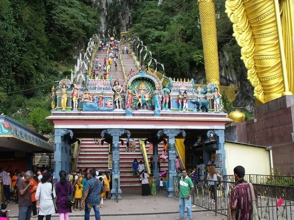 Batu Caves Kuala Lumpur Malaysia January 2016 People Entrance Stairs — Stock Photo, Image