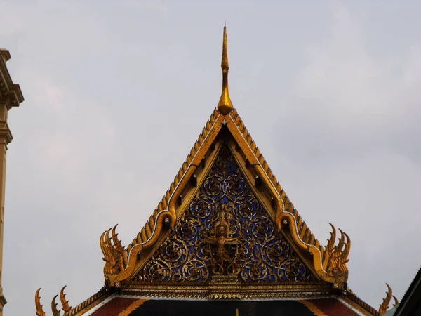 Bangkok Tailândia Janeiro 2013 Decoração Ouro Azul Dos Edifícios Palácio — Fotografia de Stock