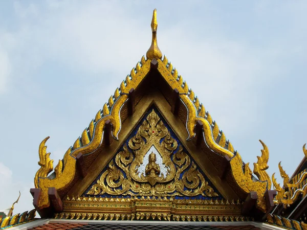 Bangkok Thaïlande Janvier 2013 Détail Décoration Dorée Bleue Bâtiment Palais — Photo