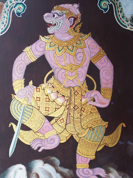 Bangkok Thailand Januari 2013 Mytologisk Krigare Med Svärd Handen Målat — Stockfoto
