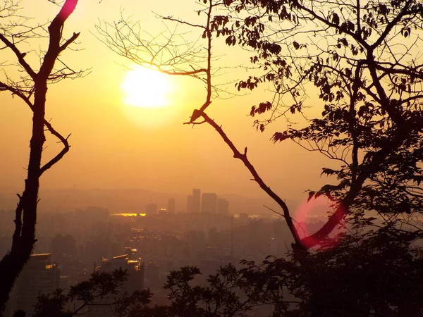 Seúl Corea Del Sur Septiembre 2016 Puesta Sol Entre Los — Foto de Stock