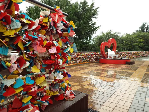 Busan Corea Del Sur Septiembre 2016 Cerraduras Amor Dejadas Por —  Fotos de Stock