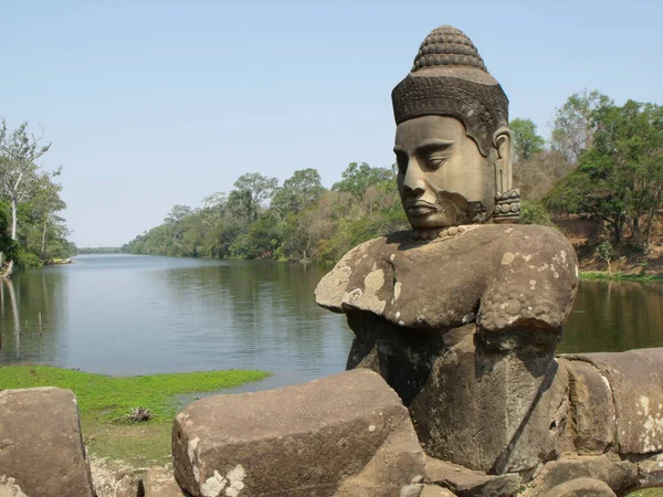 Siem Reap Cambodja April 2016 Stenen Sculptuur Reling Van Een — Stockfoto