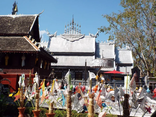 Chiang Mai Tailândia Dezembro 2018 Telhado Estanho Liga Prata Templo — Fotografia de Stock