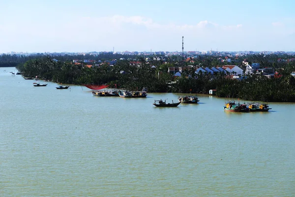 Hoi Vietnam December 2020 Vissersboten Aan Monding Van Thu Bon — Stockfoto