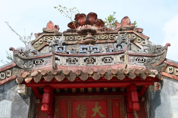 Hoi Vietnã Maio 2021 Decoração Uma Das Portas Portão Templo — Fotografia de Stock