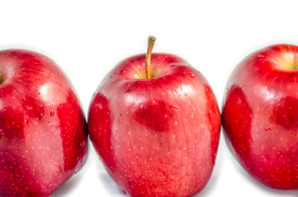 Red apples side view on a white background isolated — Stock Photo, Image
