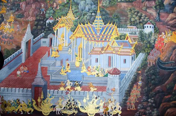 BANGKOK, THAILAND - JULY  5: Thai mural paintings at Wat Phra Ka — Stock Photo, Image