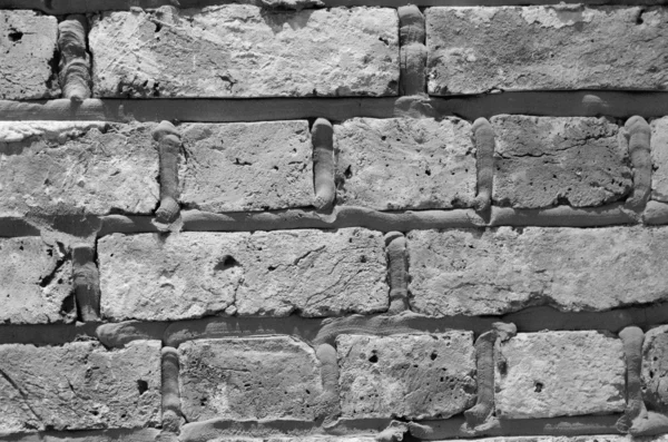 Brudny stary ceglany mur czarno-białe — Zdjęcie stockowe