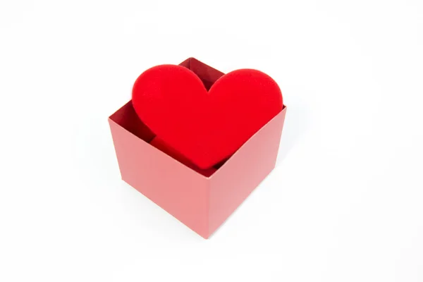 Red heart in red  box — Stock Photo, Image