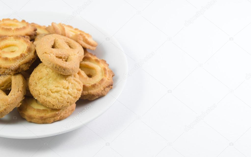 Danish cookies on dish isolated